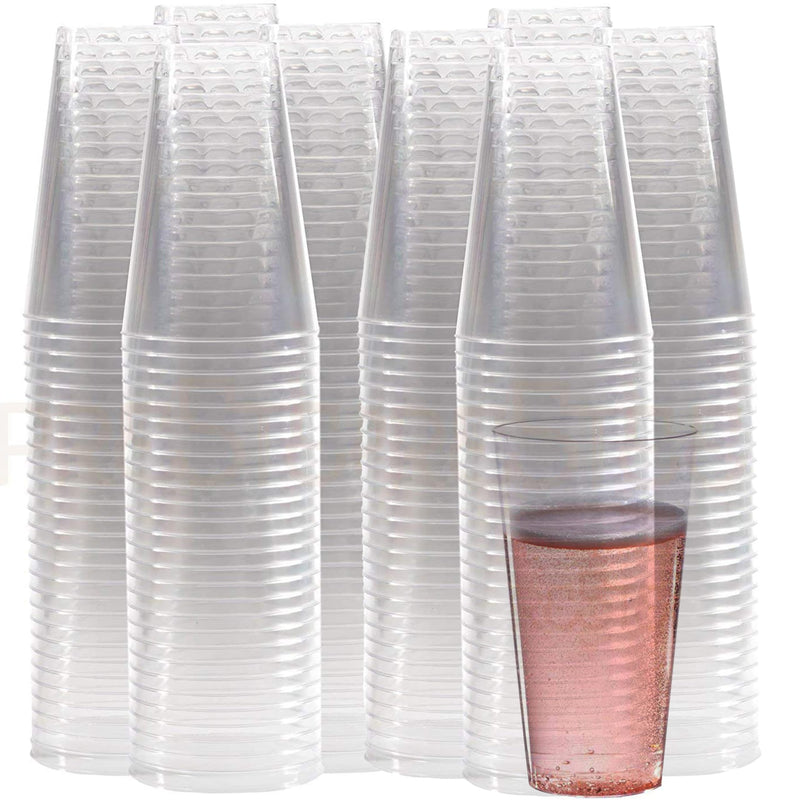 200 Clear Plastic Cups, 14 Oz Hard Plastic Disposable Cups, Plastic Wine Cups