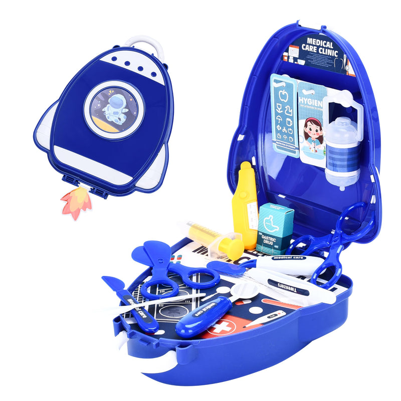 Kids Doctors Play Set - Blue 30-Piece Doctor Kit - Space Adventure Exploration