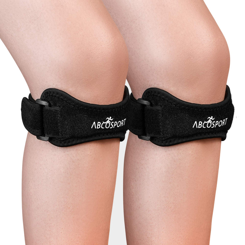 Patella Knee Strap (Black - 2 Pack) - Knee Pain Relief - Tendon And Knee Support