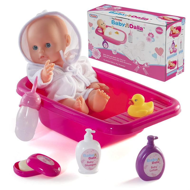 8 Piece Baby Doll Bathtub Set With Doll, Crib-Shaped Bathtub, Robe And Bath Toys