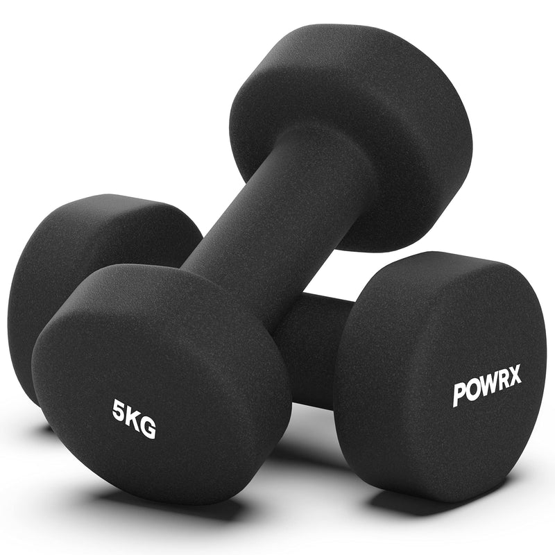 Neoprene Dumbbells 10 Kg Set (2 X 5 Kg) + Pdf Workout (Black