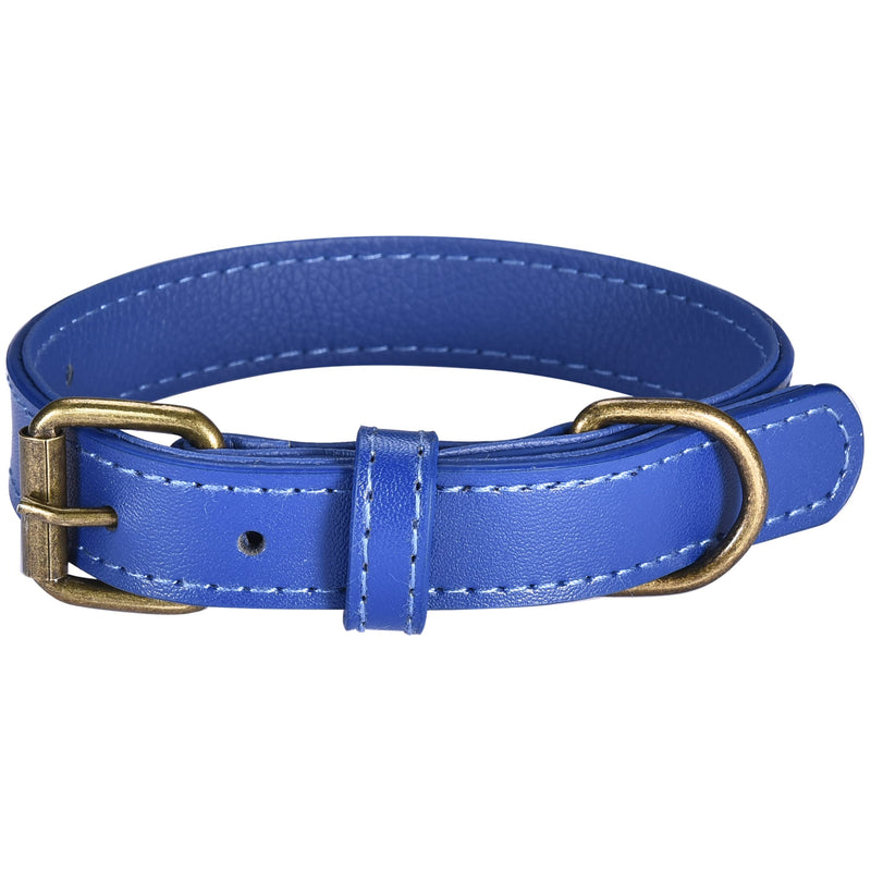 Blue Leather Collars For Dogs - Adjustable Heavy Duty Dog Collar For All Breed