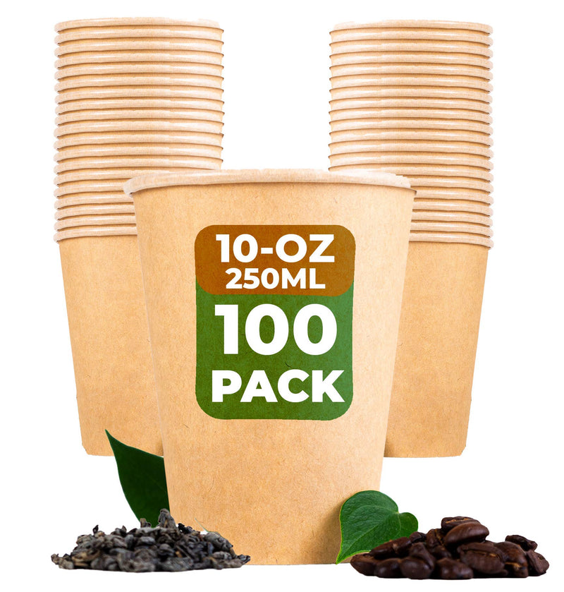 100-Packstrong 100% Compostable Coffee And Tea Cups - Eco - Biodegradable