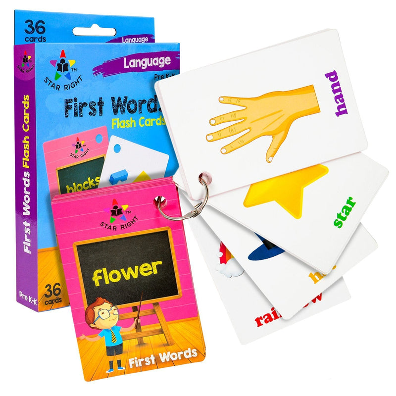 First Words Flash Cards With Realistic Art, 36 Cards, With 1 Ring, For Ages