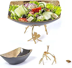 Ceramic And Steel Salad Bowl_Set Of1_Black_Designc