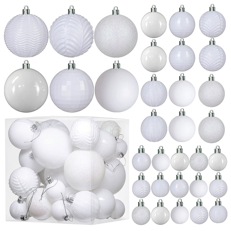 Christmas Ball Ornaments - White Christmas Ornaments Decorations  36 Pcs Xmas