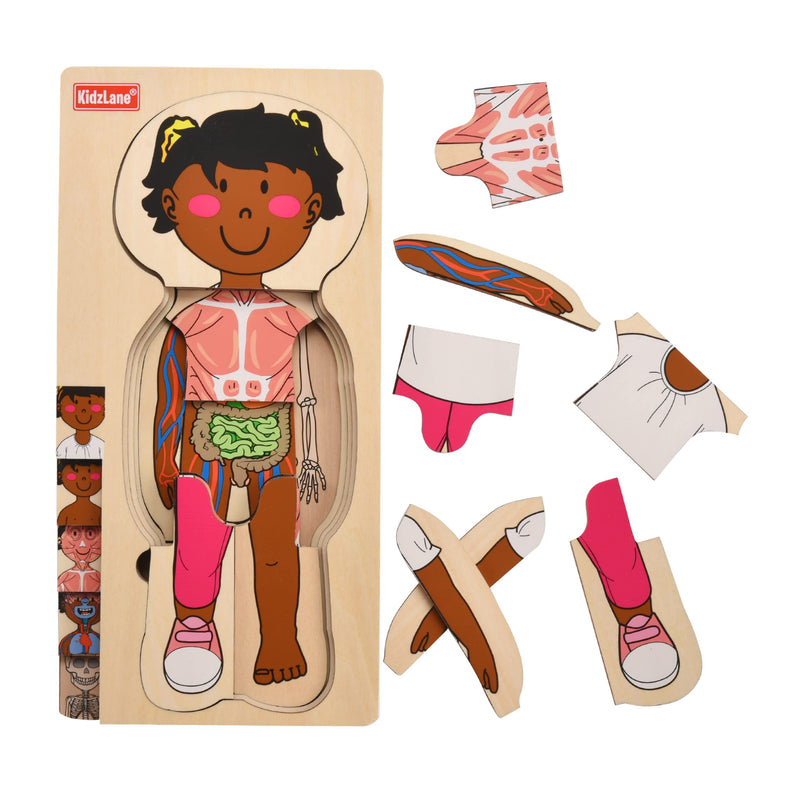 African American Girl Wooden My Body Puzzle For Toddlers & Kids - 29 Piece Girls