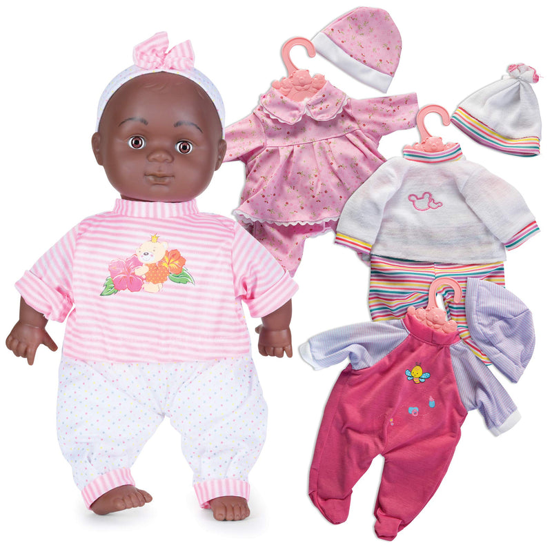 12-Piece Black Baby Doll Set - 14-Inch African American Baby Doll Set With Cute