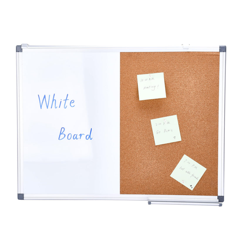 Memo Board Set - 24x18-Inch Dual Function White Board & Cork Board Set