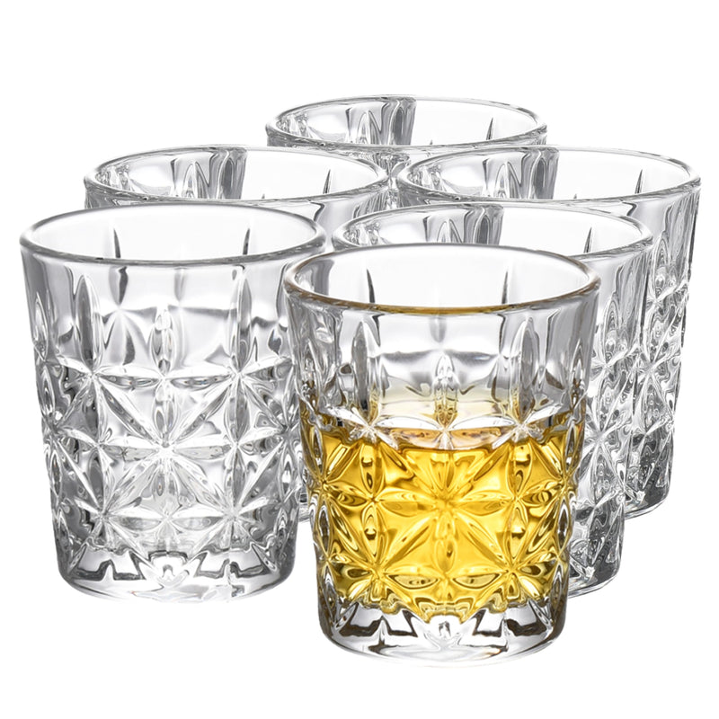 Regal Trunk Crystal Shot Glasses Set Of 6 - Tall Shot Cocktail Glasses (2 Oz)