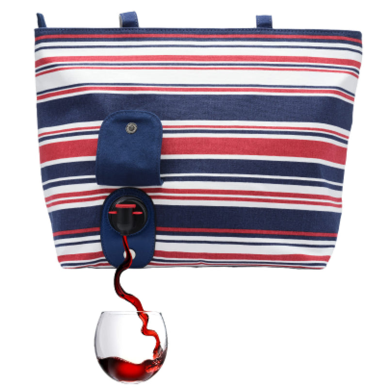 City Tote Bag - Canvas Wine Purse With Hidden Insulated Compartment