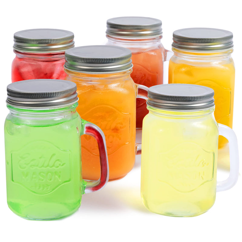 Mason Jar Mugs With Handle Mason Jars 16 Oz With Lids Mason Jar Drinking Glasses