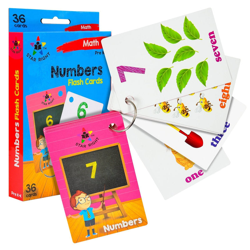 Numbers Flash Cards Matching Art, 36 Cards 1 Ring Ages Pre-K