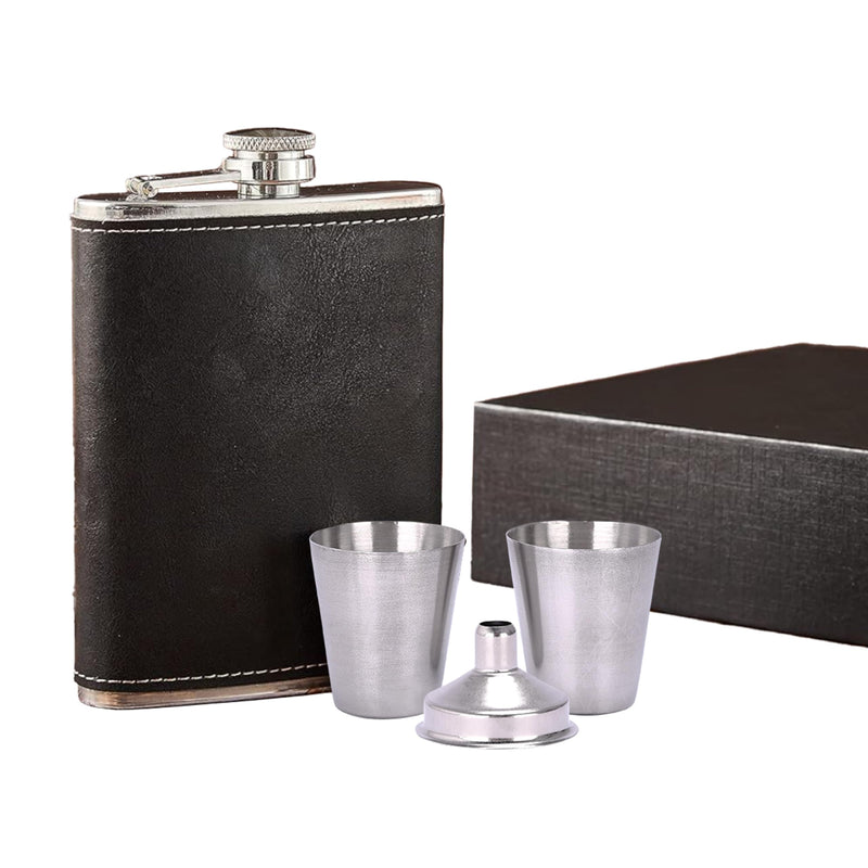 Stainless Steel 8oz Hip Flasks For Liquor - Flasks With 2 Cups & Funnel