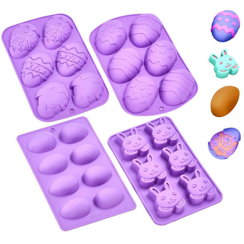 Easter Cupcake Moulds Purple Silicone 4 Pc Easter Shapes