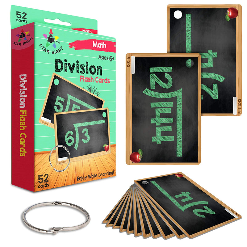 Multi Math Flashcards Pack - Division - 1 Ring And 52 Hole Punched Cards Per