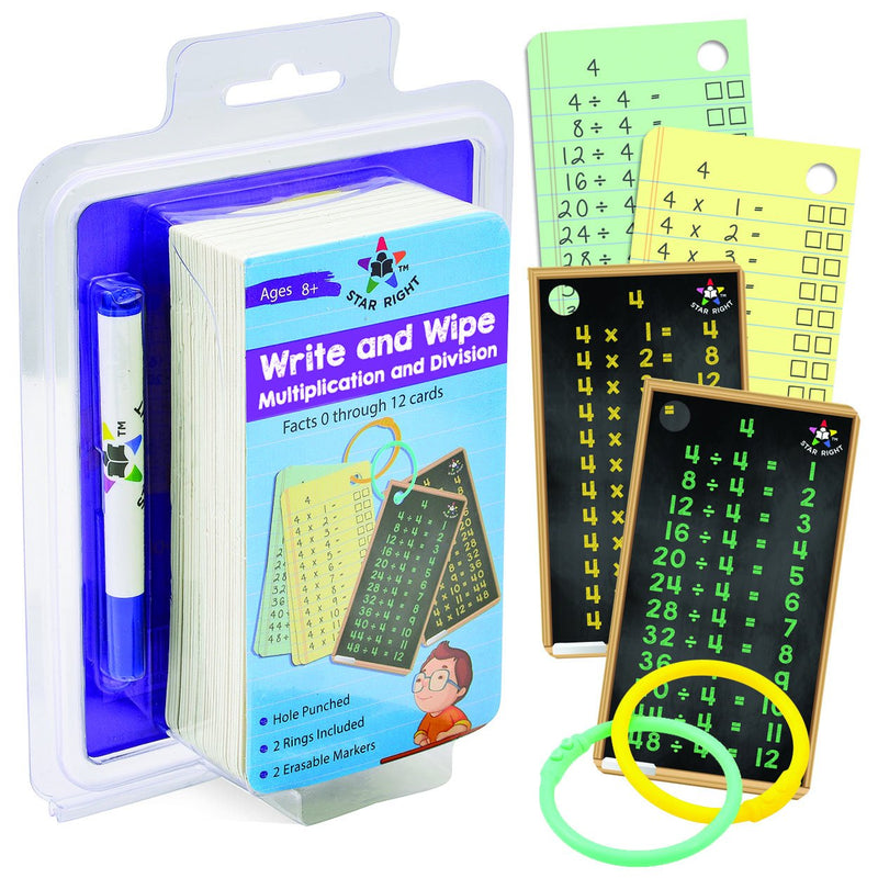 Multiplication And Division Flash Cards, Write And Wipe Dry Erase Flash Cards