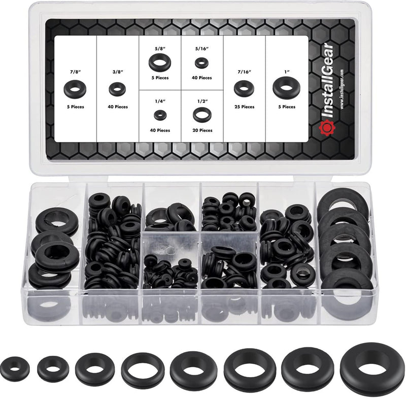 180pc Assorted Rubber Grommet Kit - 8 Sizes