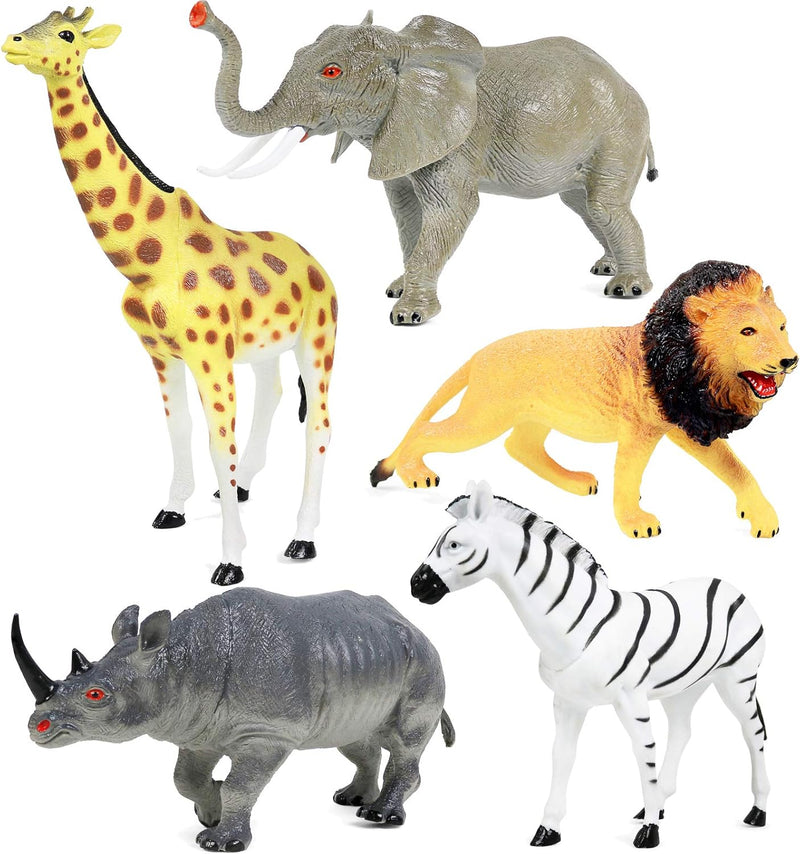 Jumbo 105" Animal Figurine Playset, Assorted 5piece Realistically Designed