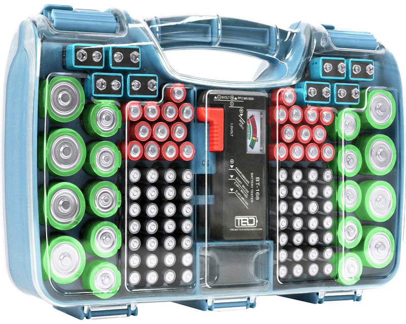 Storage Case With Tester, Clear , Holder For 180 Batteries