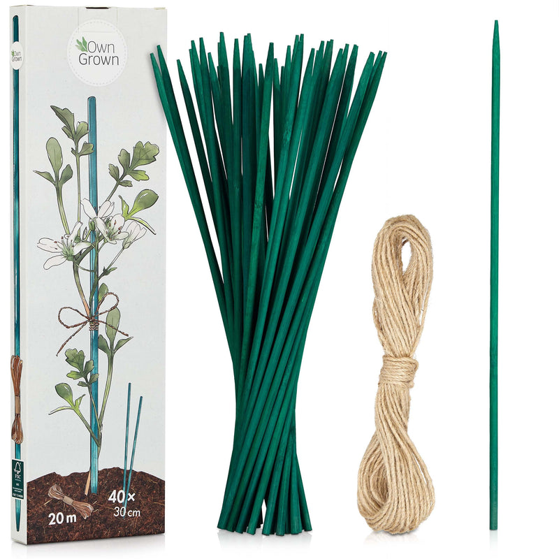 Plant Ties: 66ft Jute Plant Twine And 50 Natural Plant Support Stakes  Climbing