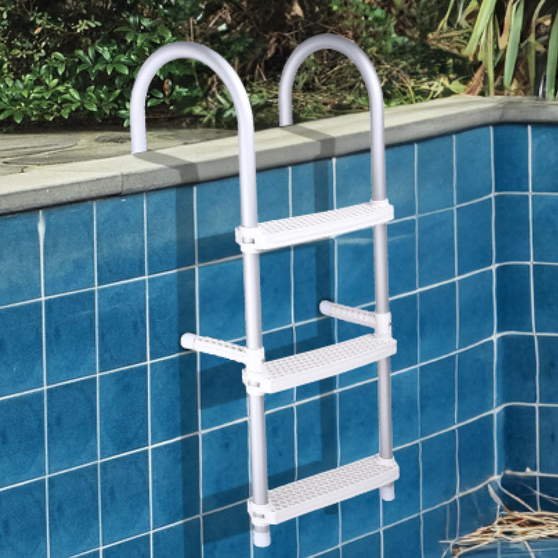 Aluminium Swimming Pool Ladder - 3 Steps, White, Inboard Ladder - Easy Assembly