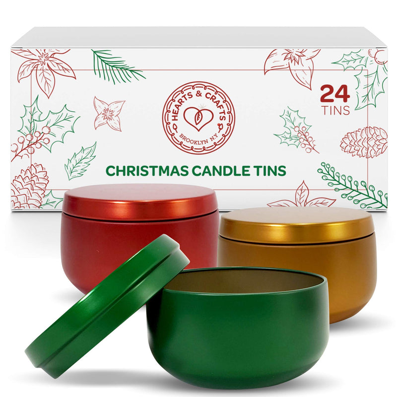 Holiday Candle Tins 8 Oz With Lids - 24-Pack Of Bulk Candle Jars