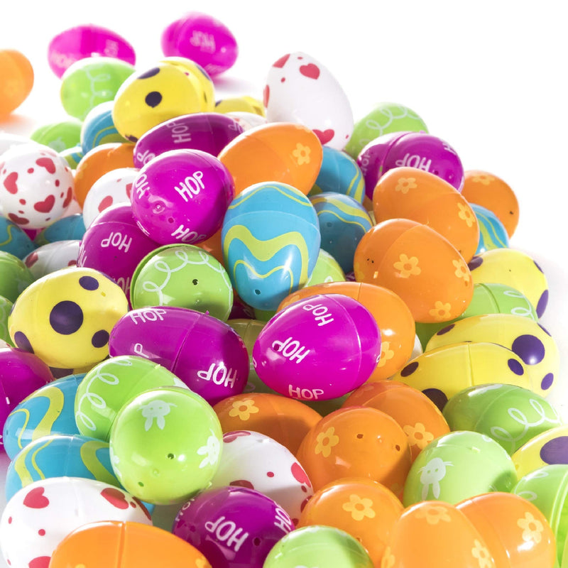 Easter Eggs 100 Count, Bulk Plastic Easter Eggs, Colorful Designed Printed