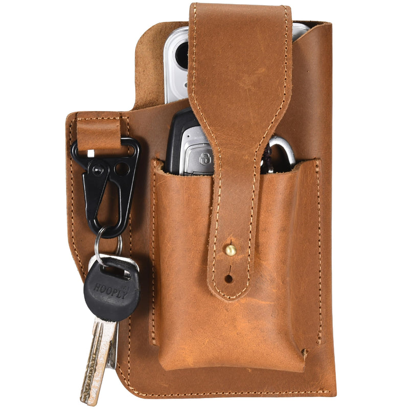 Leather Phone Holster For Men - Brown Universal Belt Holster For Cell Phones