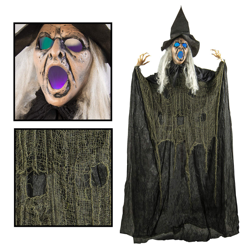 6 Feet Tall Witch - Scary Halloween Dcor With Glowing Led Eyes & Mouth - Spooky