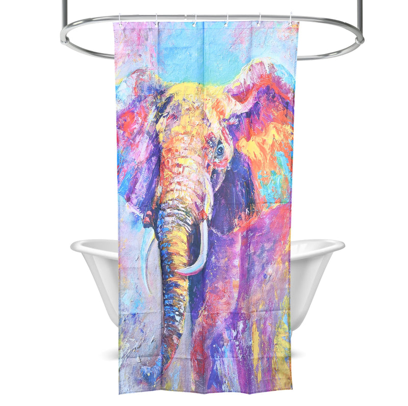 Elephant Shower Curtain, Multi, Unique Elephant Print Design, Fits All Showers