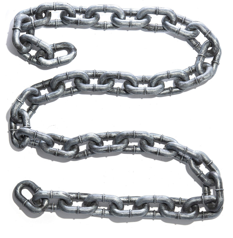 Fake Chain  Halloween Prop Silver & Black 6 Ft Large Plastic Chain Link,