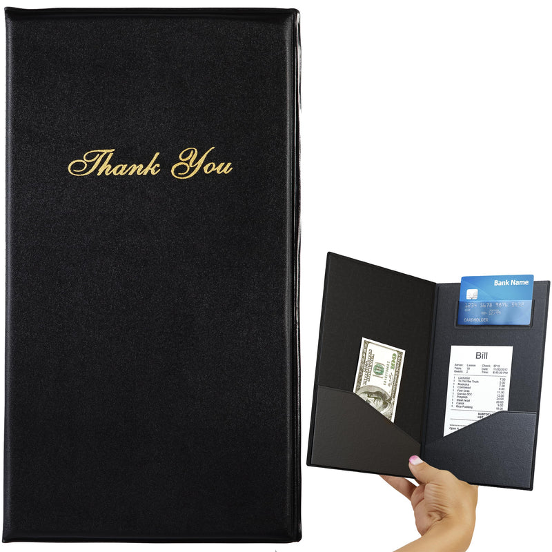 Restaurant Check Presenters - Guest Check Card Holder With Gold Thank You