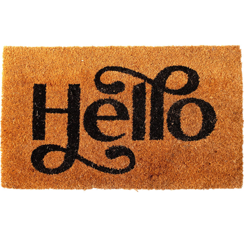 Coir Welcome Mats Outdoor, 18x30 Inches Hello Design - Natural Door Mats