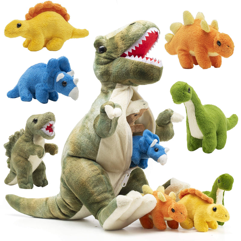 15" T-Rex Dinosaur Stuffed Animal Set W/ 4 Plush Dinosaur Toys Inside, Large