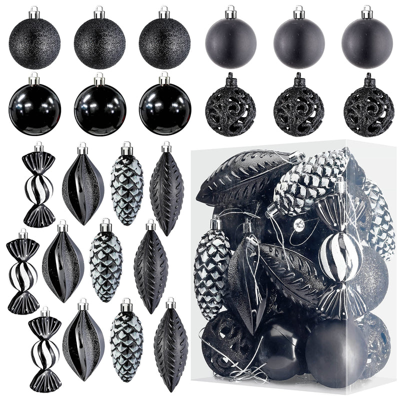 Christmas Tree Ornaments - Black Christmas Ball Ornaments Set For Christmas