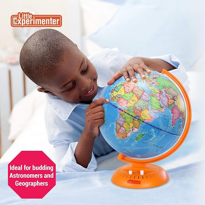 Globes For Kids 3-in-1 Light Up World Globe With Stand - Illuminated Star Map And Built-in Night Lamp Projector, 8” - Learning & Educational STEM Toys, Gifts For Kids Ages 8 9 10 11 12 13+ Years Old