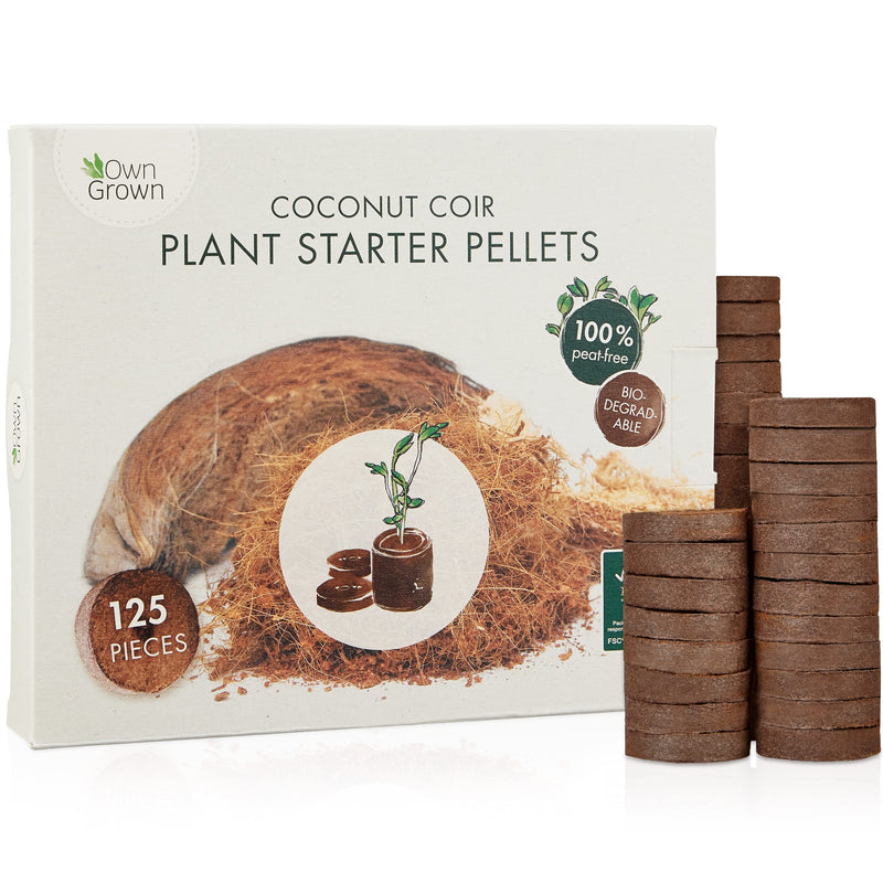 Coco Coir Seed Starter Pellets: 125 Coconut Coir Plugs For Growing Plants  Peat