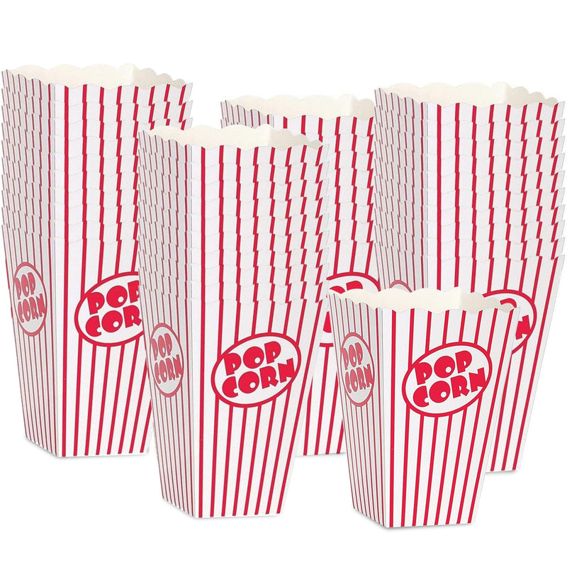 Movie Night Popcorn Boxes For Party (40 Pack) - Paper Popcorn Buckets - Red