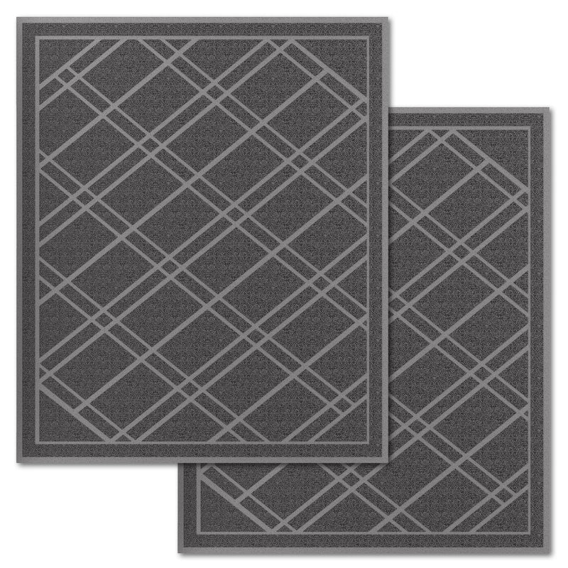 Universal Door Mat, Plaid Design - Grey, 42 X 35 - Anti Slip, Durable