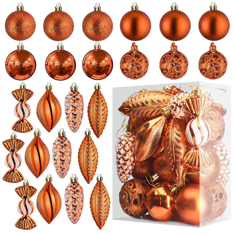 Christmas Ball Ornaments For Christmas Decorations (Copper)  24 Pcs Xmas Tree