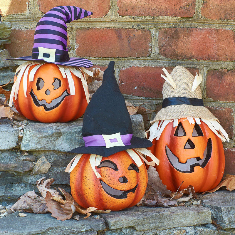 Halloween Pumpkin Decorations - 3pc Set Of Halloween Outdoor Pumpkin Decorations