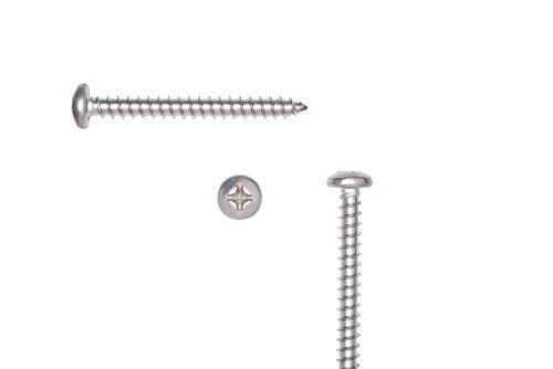 12 X 2" Stainless Pan Head Phillips Wood Screw, (25pc), 18-8 (304) Stainless Steel Screws