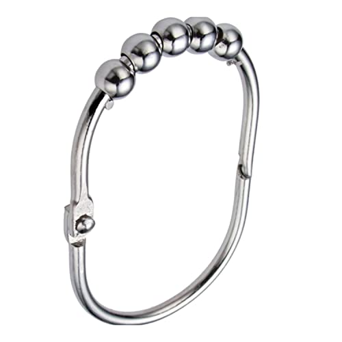 Wide Shower Curtain Rings / Hooks Set, DecorativePolished Chrome Finish, Easy Glide