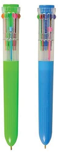 Kicko Retractable Pens - 10 Color 12 Pack Ball Point, Shuttle Pen  10 In 1 - Kids