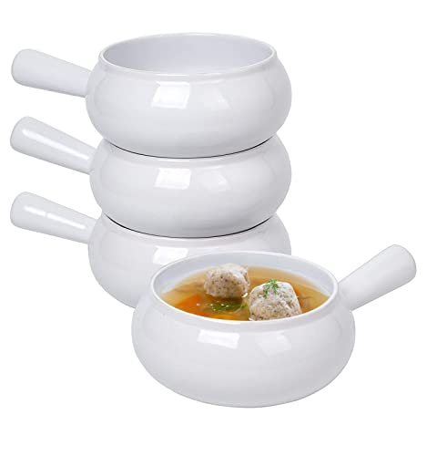 Bruntmor 17 Oz. Premium set of 4 soup Ceramic French Onion Soup Crocks With Handles