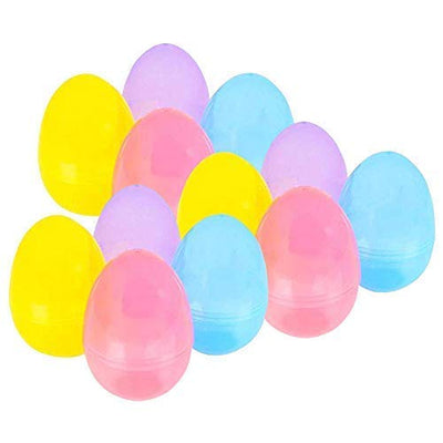 Kicko Giant Refillable Easter Eggs - 12 Pack - Large Fillable Neon-Colored Egg-Shaped Toy