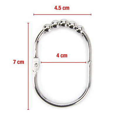 Wide Shower Curtain Rings / Hooks Set, DecorativePolished Chrome Finish, Easy Glide