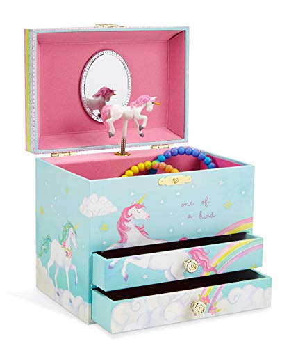 Jewelkeeper Unicorn and Rainbow Musical Jewelry Box with 2 Pullout Drawers, The Unicorn