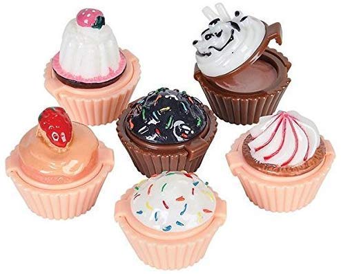 Kicko Lip Gloss Cupcake Shape - 12 Pack Assorted Designs in Colorful Box, Girls Birthday